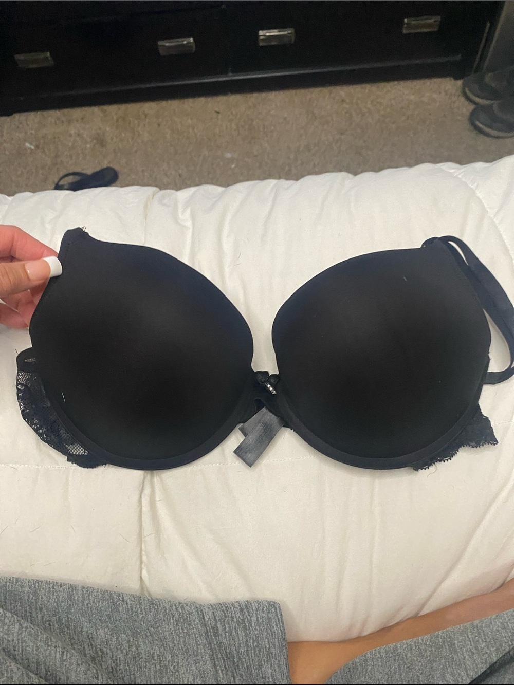 smart & sexy add 2 cup sizes Black Lace-Trim Push-Up Bra